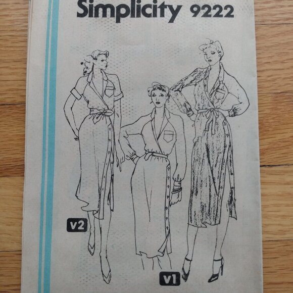 Vintage Mock Wrap Dress Sewing Pattern Size 12 Simplicity 9222 70s Retro - Picture 14 of 16